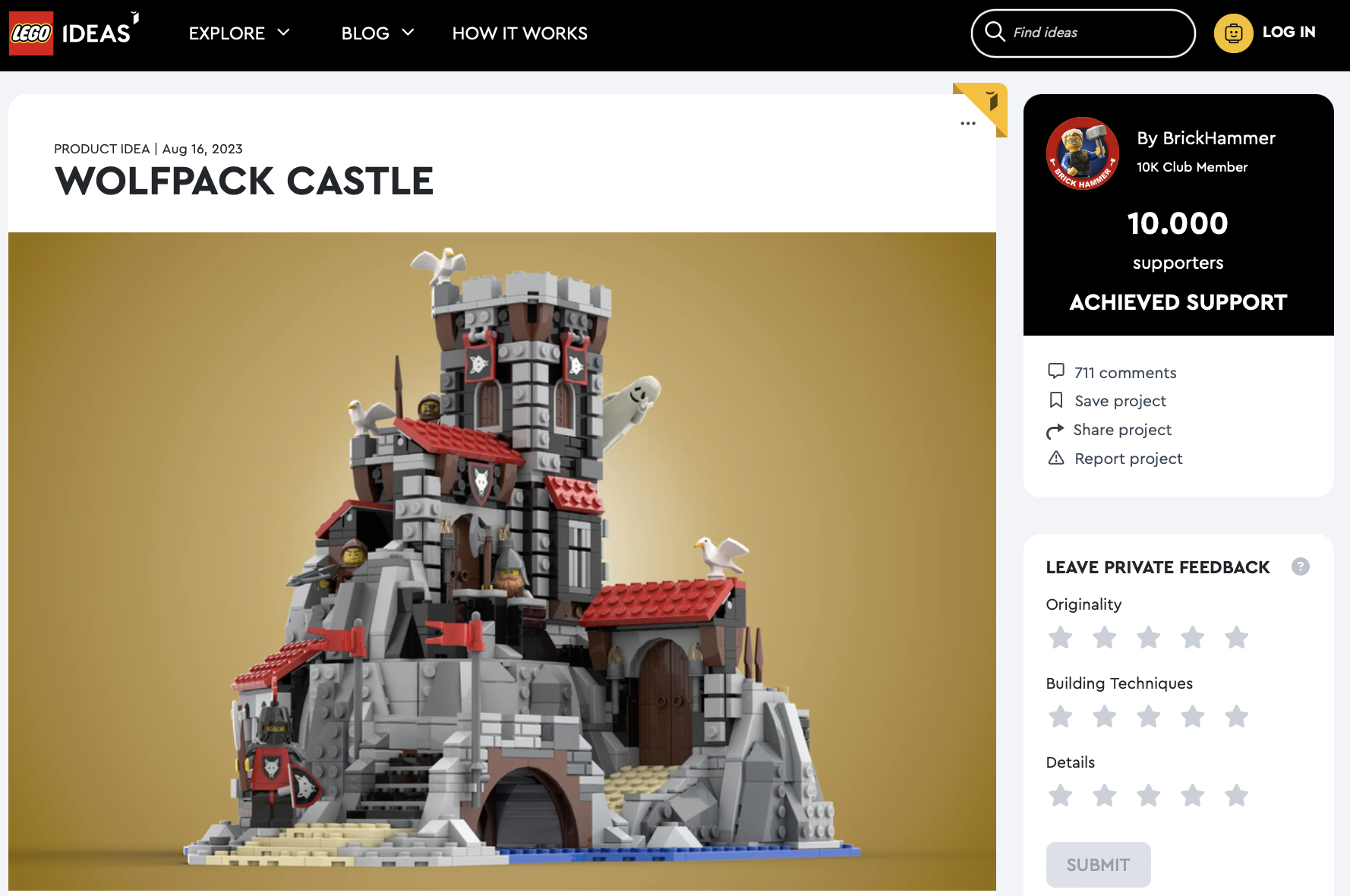 Wolfpack Castle raggiunge i 10k su LEGO Ideas