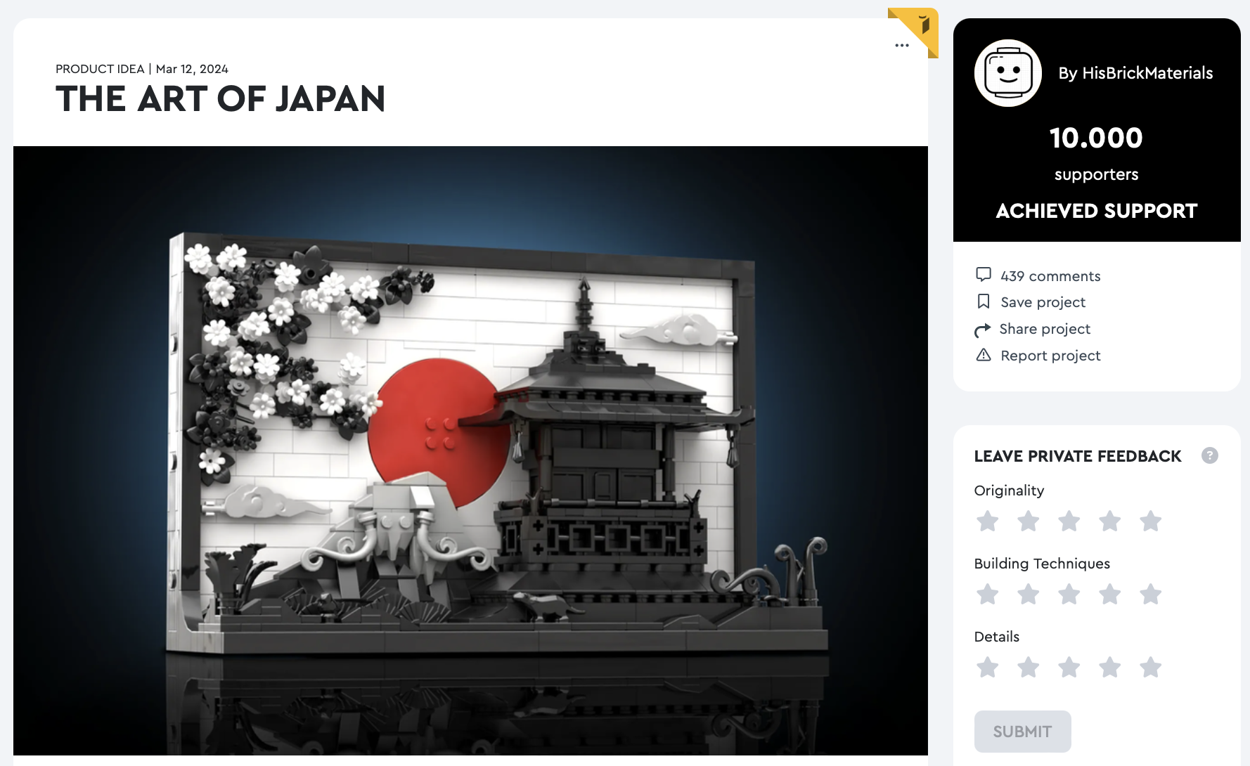 The Art of Japan raggiunge i 10k su LEGO Ideas